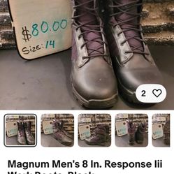 Magnum Men's 8 In. Response lii Work Boots, Black