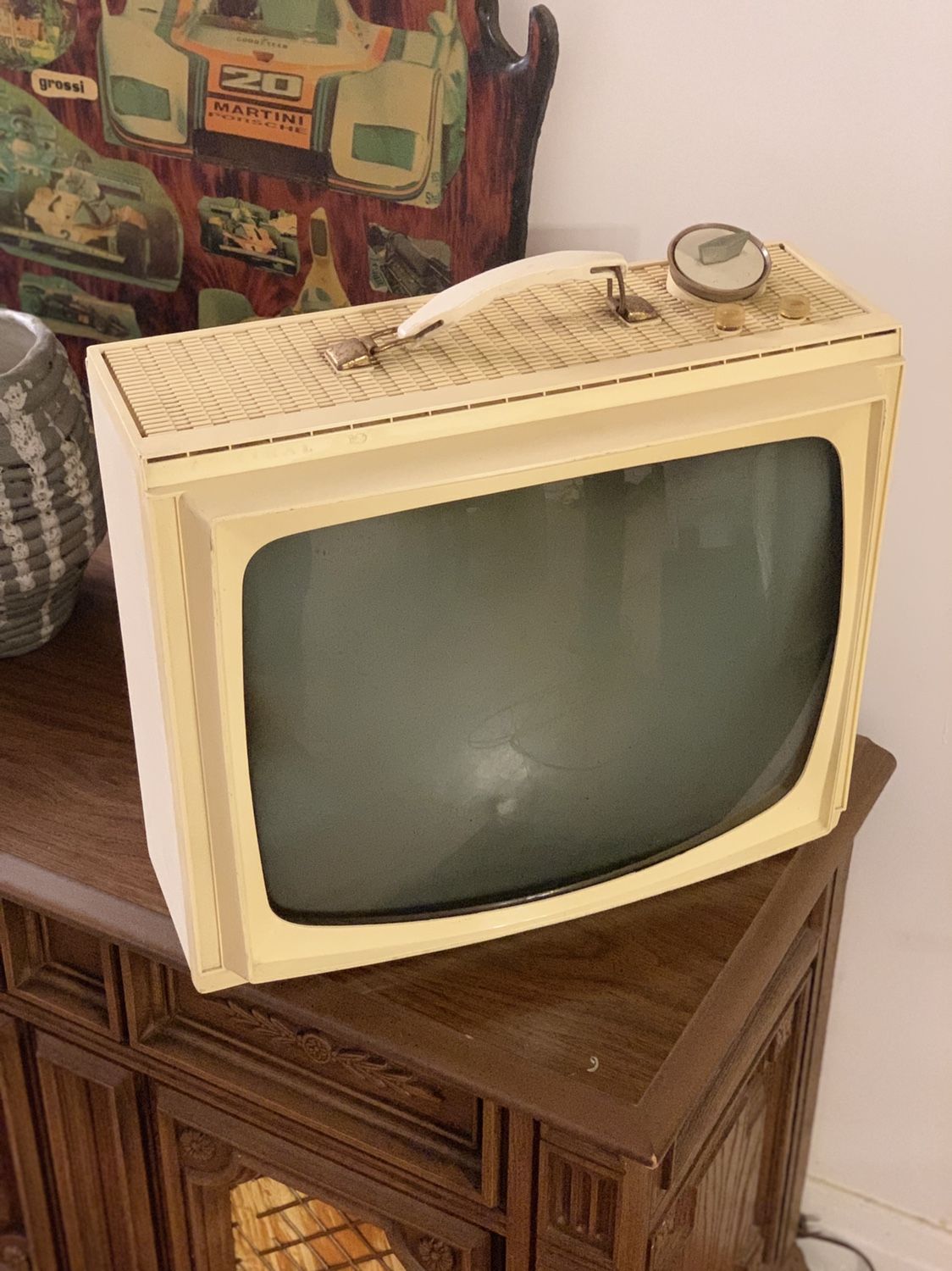1961 Admiral 19 Vintage White Television Midcentury 1960s