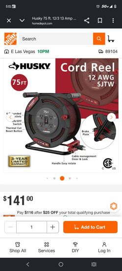 Husky 75ft cord reel