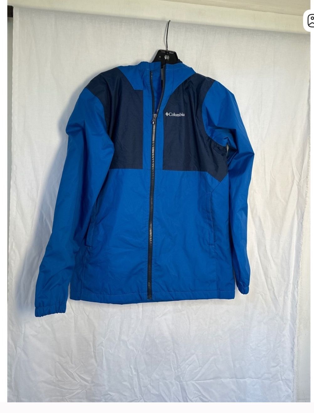 Columbia Rain Jacket Hooded Full Zip Lightweight Blue Navy XL
