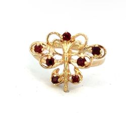 Woman’s Ladies 14k Yellow Gold Red Stone Butterfly Ring Size 9 GP3095361