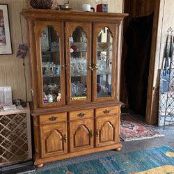 Wood Cabinet/ China Set Kitchen /antique Wood Estate Sale