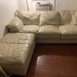 3 piece beige leather couch