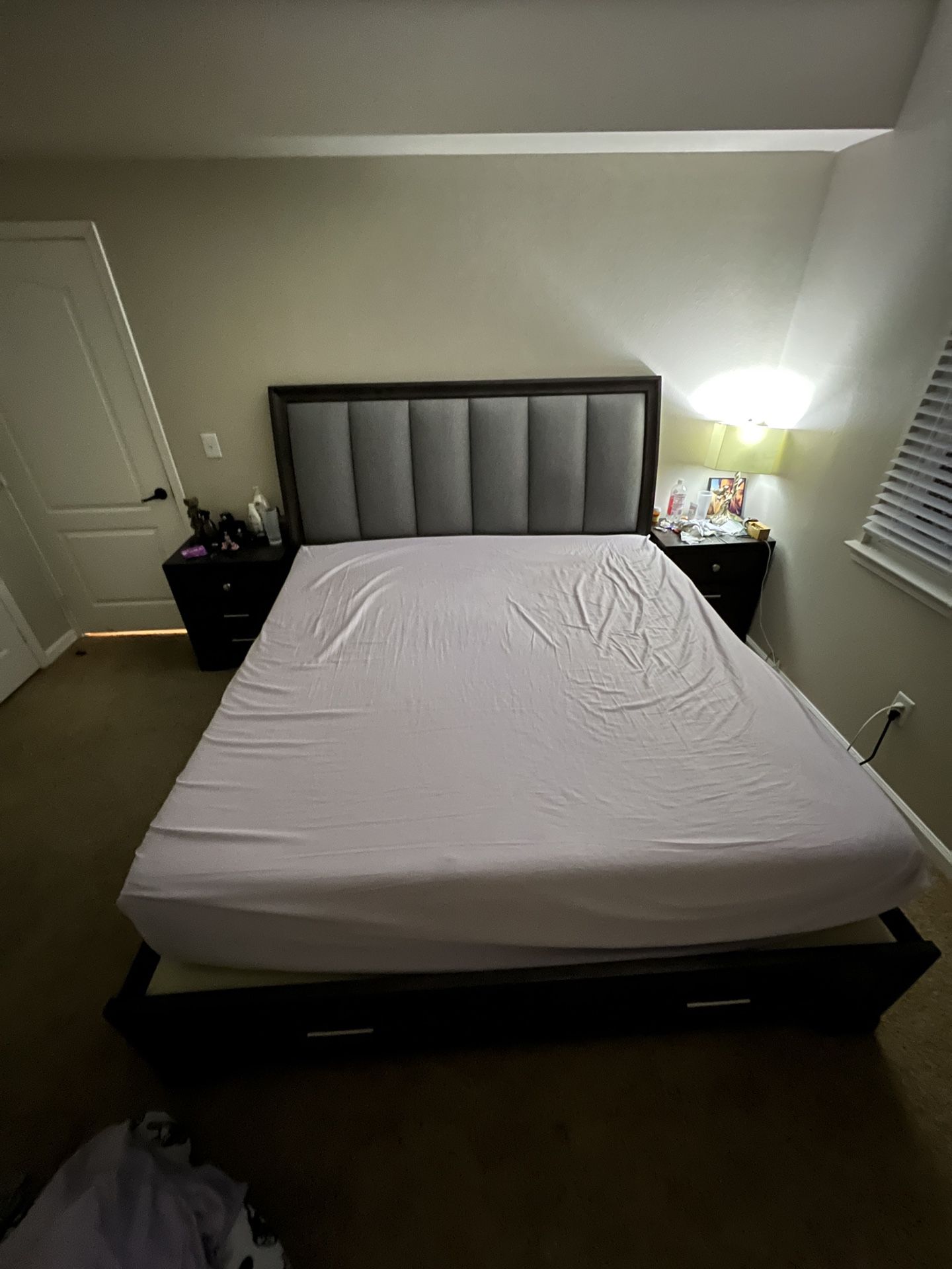Gray King Storage Bed