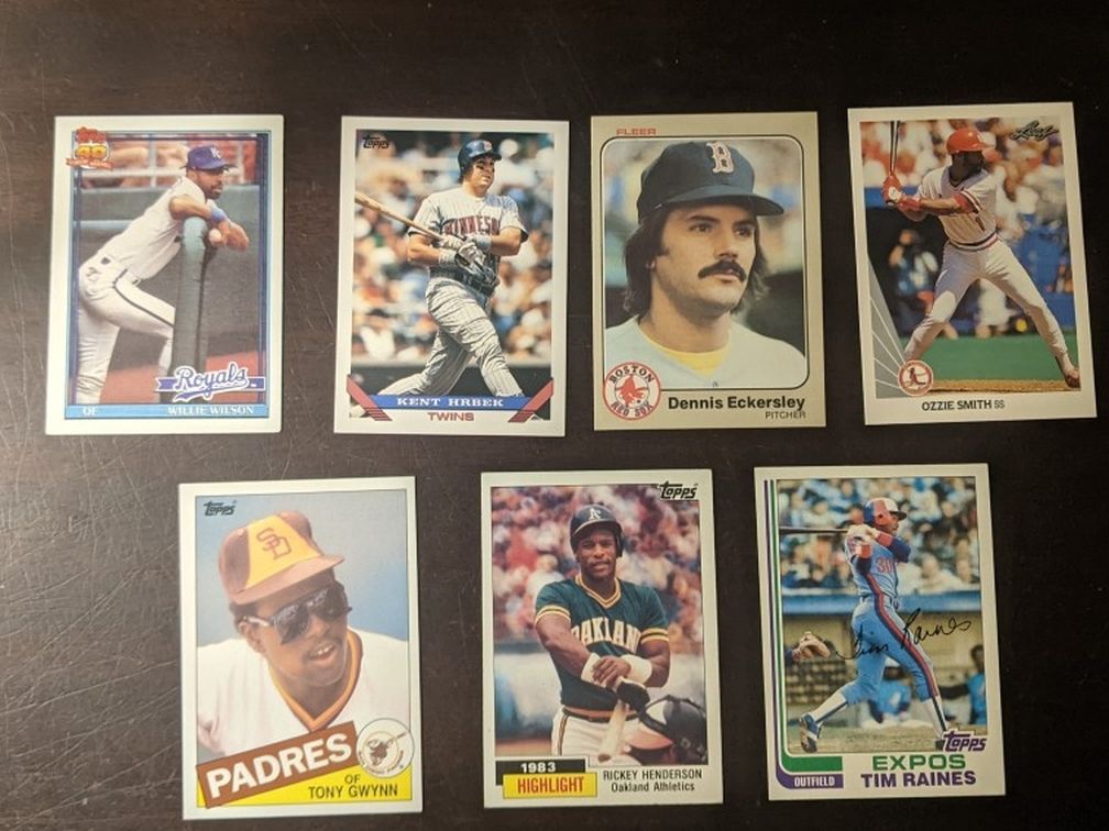 MLB Superstar Mix - Gwynn, Raines, Henderson, Wilson, Eckersley, Smith, Hrbek (7 Cards)
