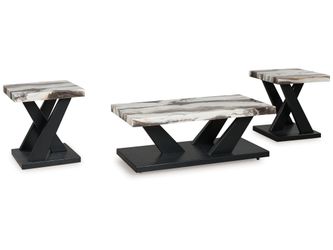 Cendill Dark Brown/White/Black Occasional Table Set (Set of 3)