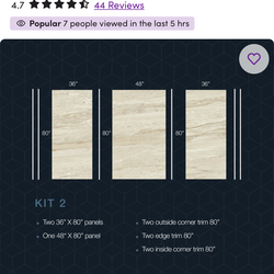 Fiberglass enclosure ,Polymarm 48" W 80" H 36" D Three Wall Composite Shower Wall Panel Surround