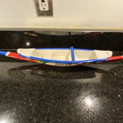 Vintage Handcrafted Miniature Detailed Wood Rowboat 22” Long 2.5” High 3.5” Wide