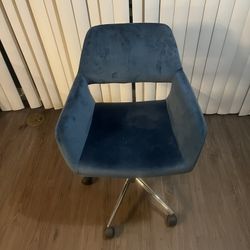 Blue Velvet Adjustable Swivel Chair