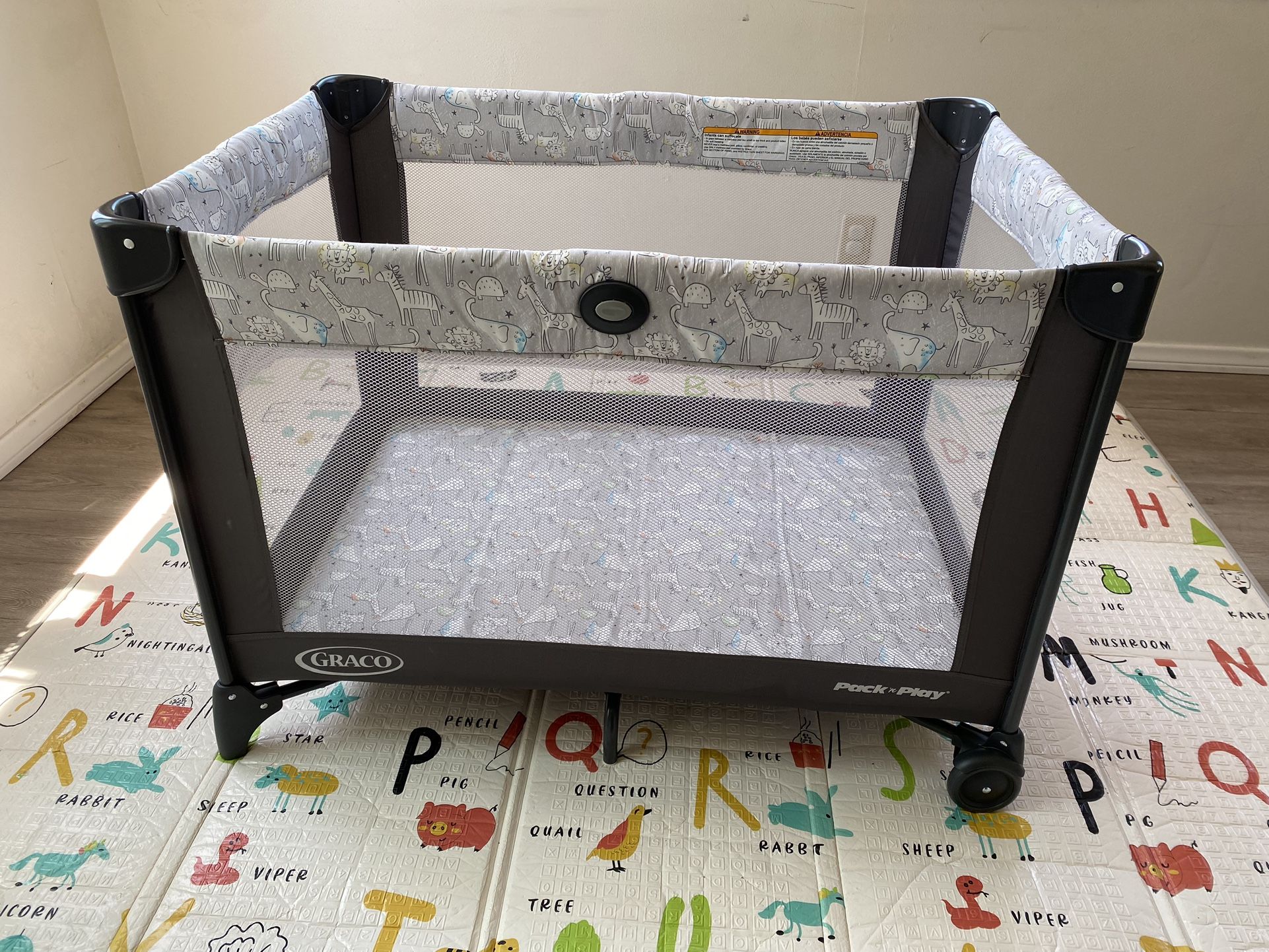 Graco Pack ‘n Play Portable Playard Gray Animals