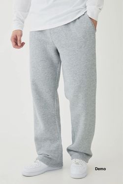 boohooMAN Tall Essential Straight Fit Joggers - Grey Marl (Medium)