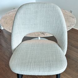Knoll Saarinen Executive Bar Stool – Tosca Linen Fabric, Ebonized Walnut Legs (1)