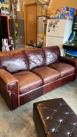 Leather couch sleeper and loveseat