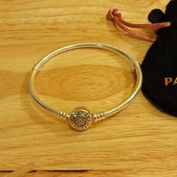 Pandora Authentic Brand New Signature Cubic Zirconia 7.5 Sterling Silver Bracelet With Pouch 