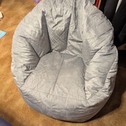Big Joe Grey Bean Bag Chair 27in Tall Probably Best For Kid Good Condition 