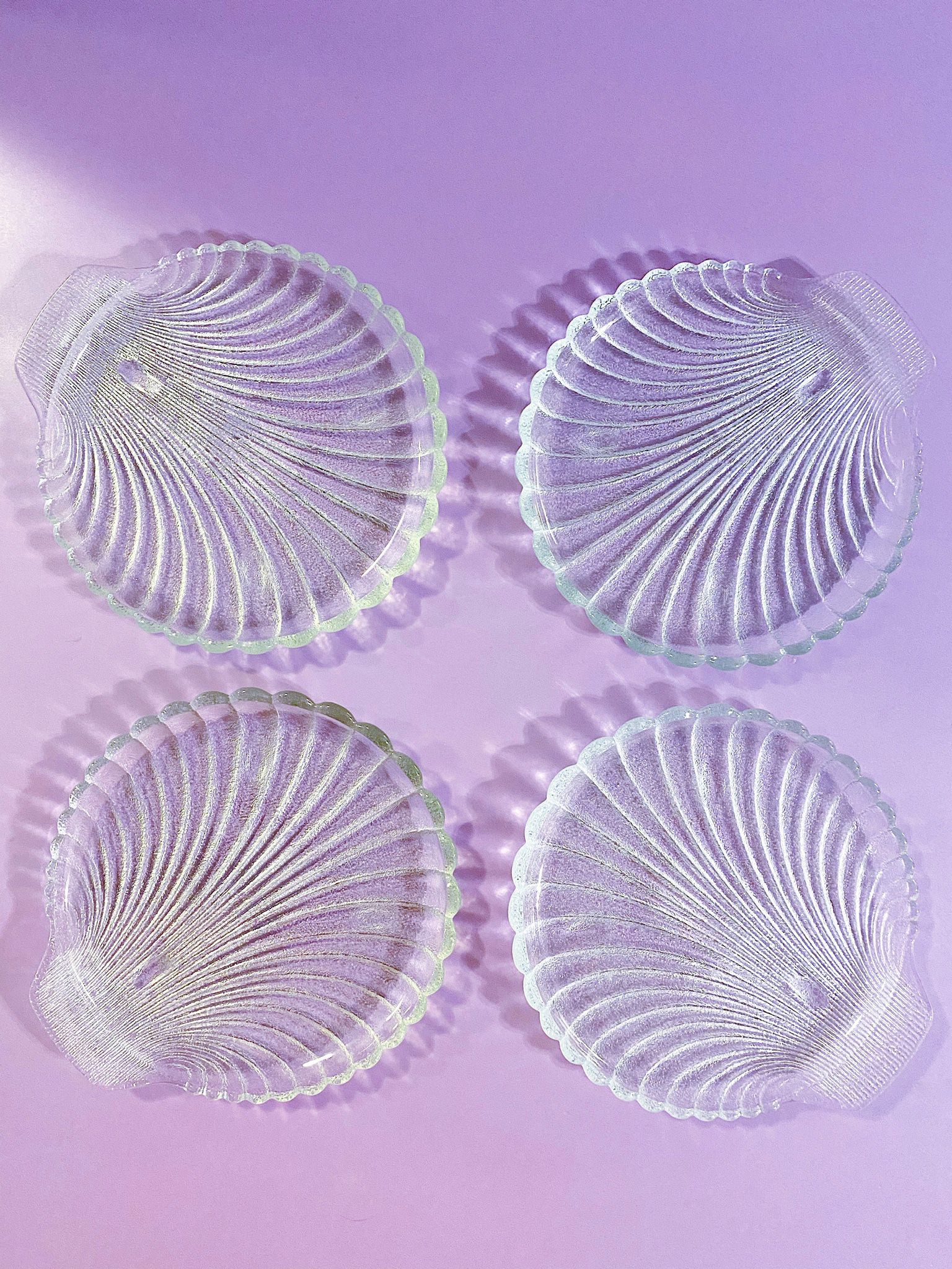 Frosted Glass Seashell Plates