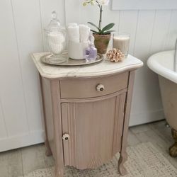 Vintage Wooden cabinet with marble top and drawer