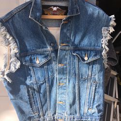 Vintage, denim Harley vest, size M, used $50