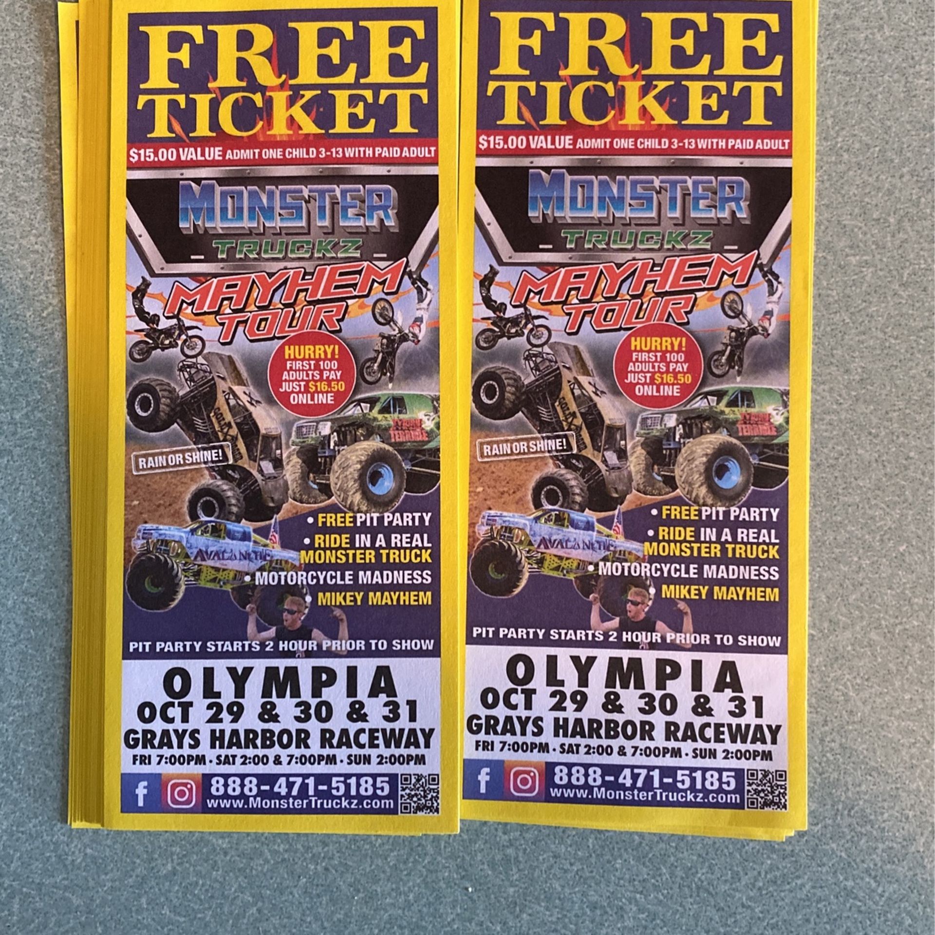 Free Monster Truck Show Tickets  For Kids 3-13 With Paid Adult