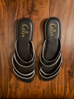 Rhinestone flat sandals