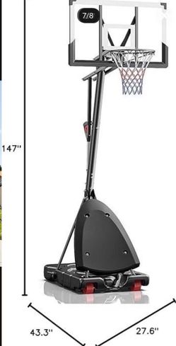 Basketball Hoop Outdoor, 4.9-10 ft Adjustable Height, Weather Proof Heavy Base and 44 Inch Shatterproof Backboard, Portable Basketball Hoop Goal Syste