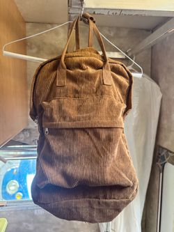 Brown Corduroy Backpack with Top Handles