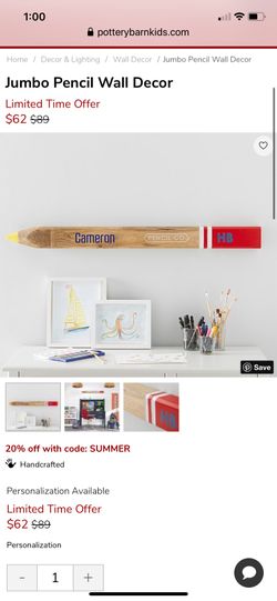 Jumbo pencil wall decor with no name