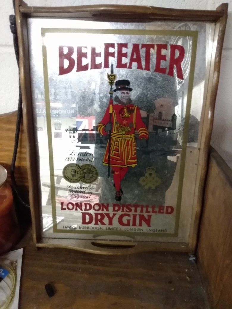 Beefeater London Distilled Dry Gin - Trade mark - Mirror - Vintage - Advertising