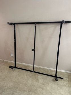 Black Metal Bed Frame with Casters