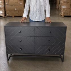 New In Box Dresser for Bedroom with 6 Drawers Modern Contemporary Design Clothing Organizer Storage Black Color 
