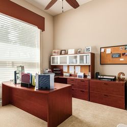 Desk Set With Files And Bookcase 