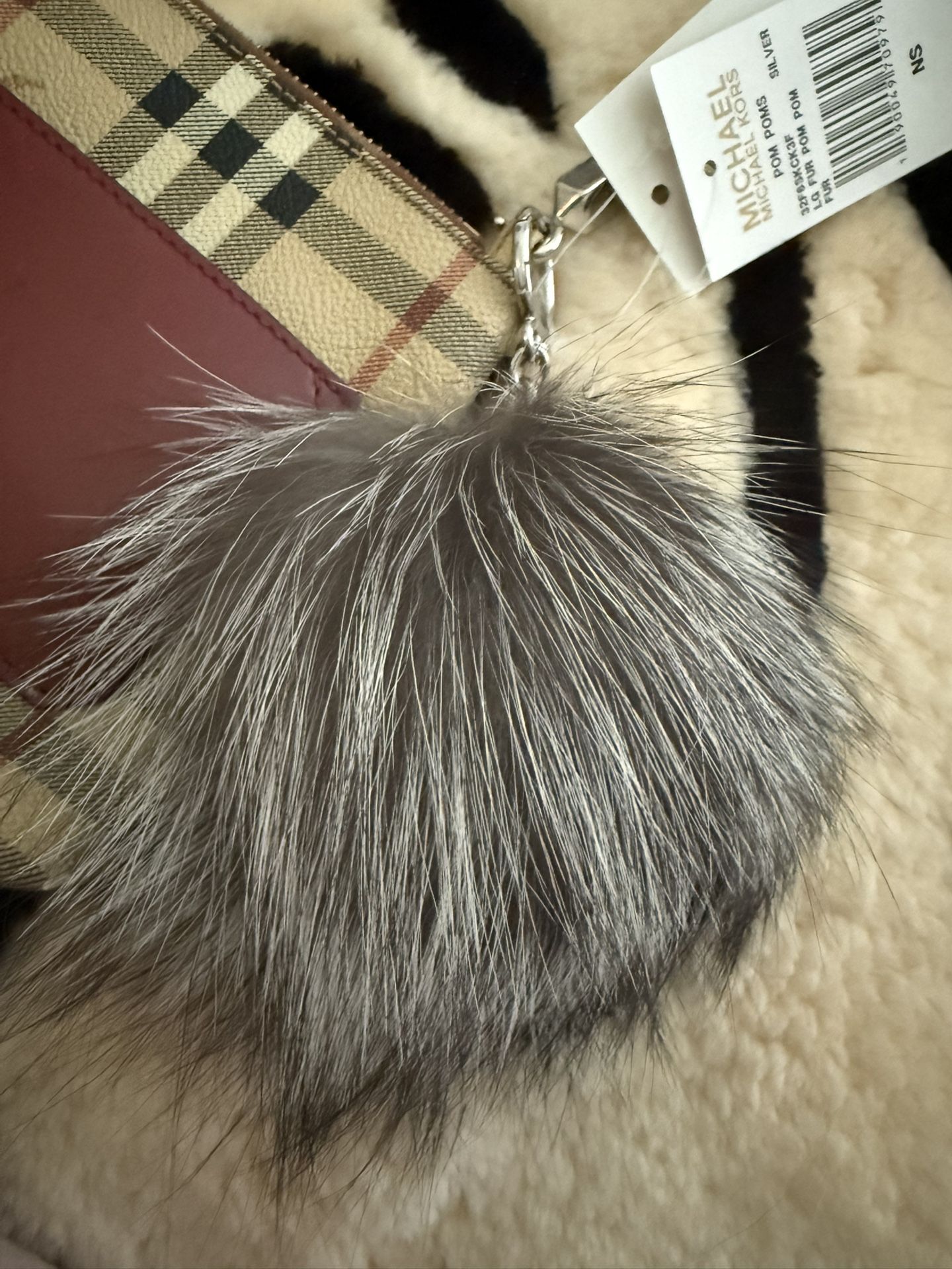 Michael Kors Silver Fur Bag Charm/ Key Chain