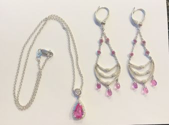 Pink diamond necklace / pink diamond earrings