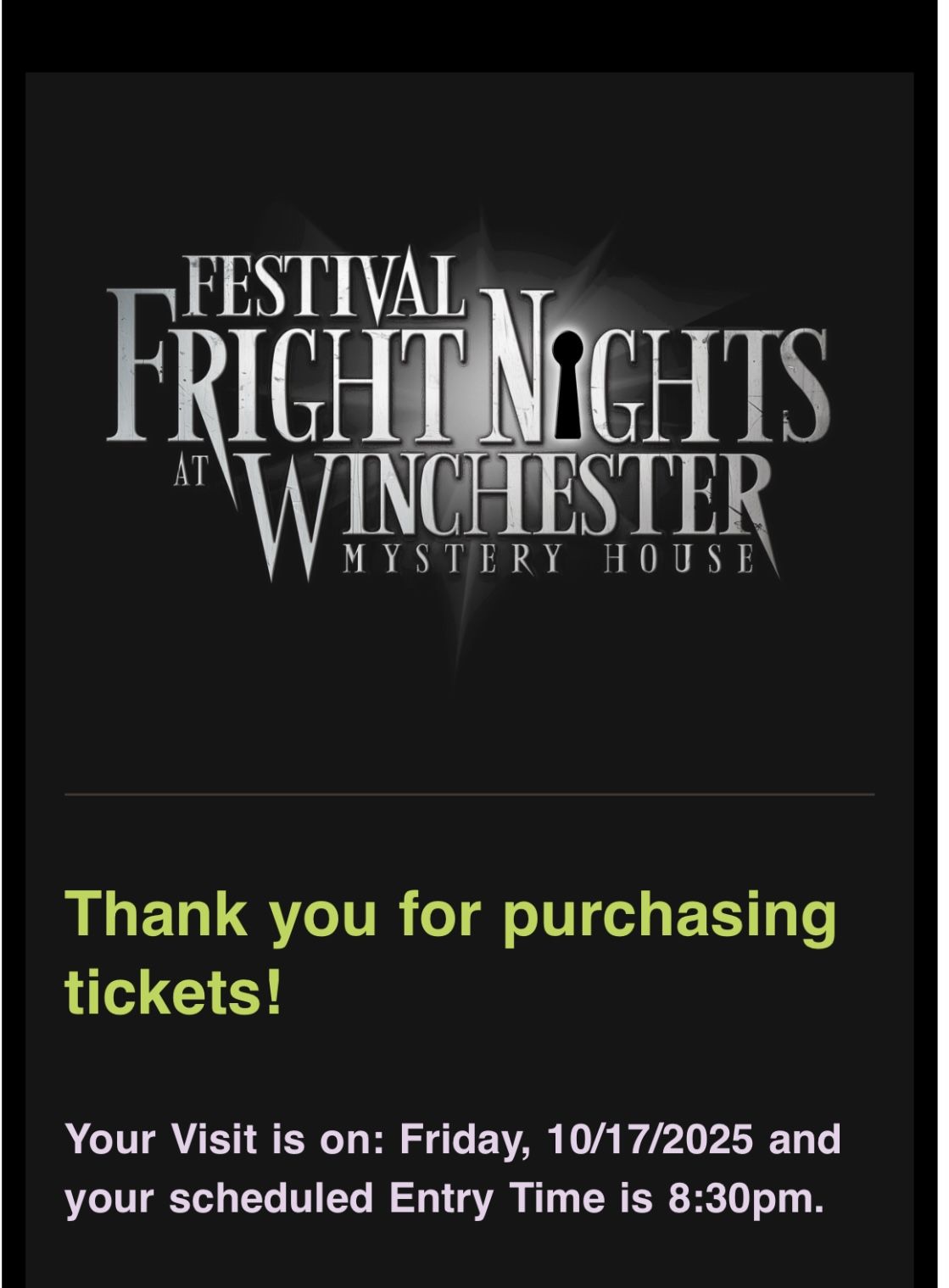 Fright Nights At Winchester Mystery House GA Tickets Plus Speakeasy Access