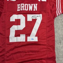 JI'AYIR BROWN AUTOGRAPHED Signed Custom Jersey -Beckett Coa- San Francisco 49ers