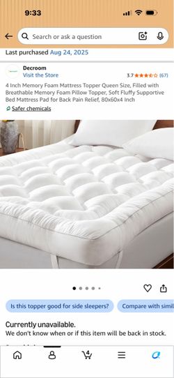 Memory foam mattress topper- QUEEN