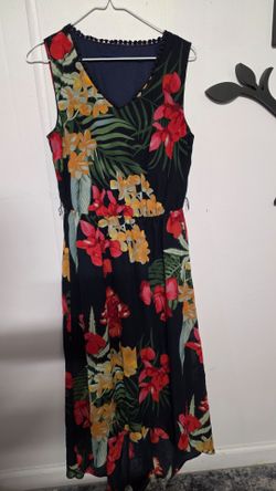 Tropical Floral Sleeveless Maxi Dress