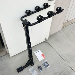 (New in Box) $49 Tilt Folding 3-Bike Mount Rack Bicycle Carrier 2” Hitch 110lbs Max w/ No-Wooble U Bolt & Straps