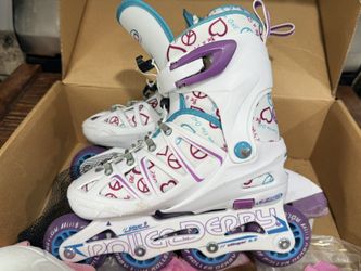 Girls Adjustable Roller Blades With Safety Gear Kids