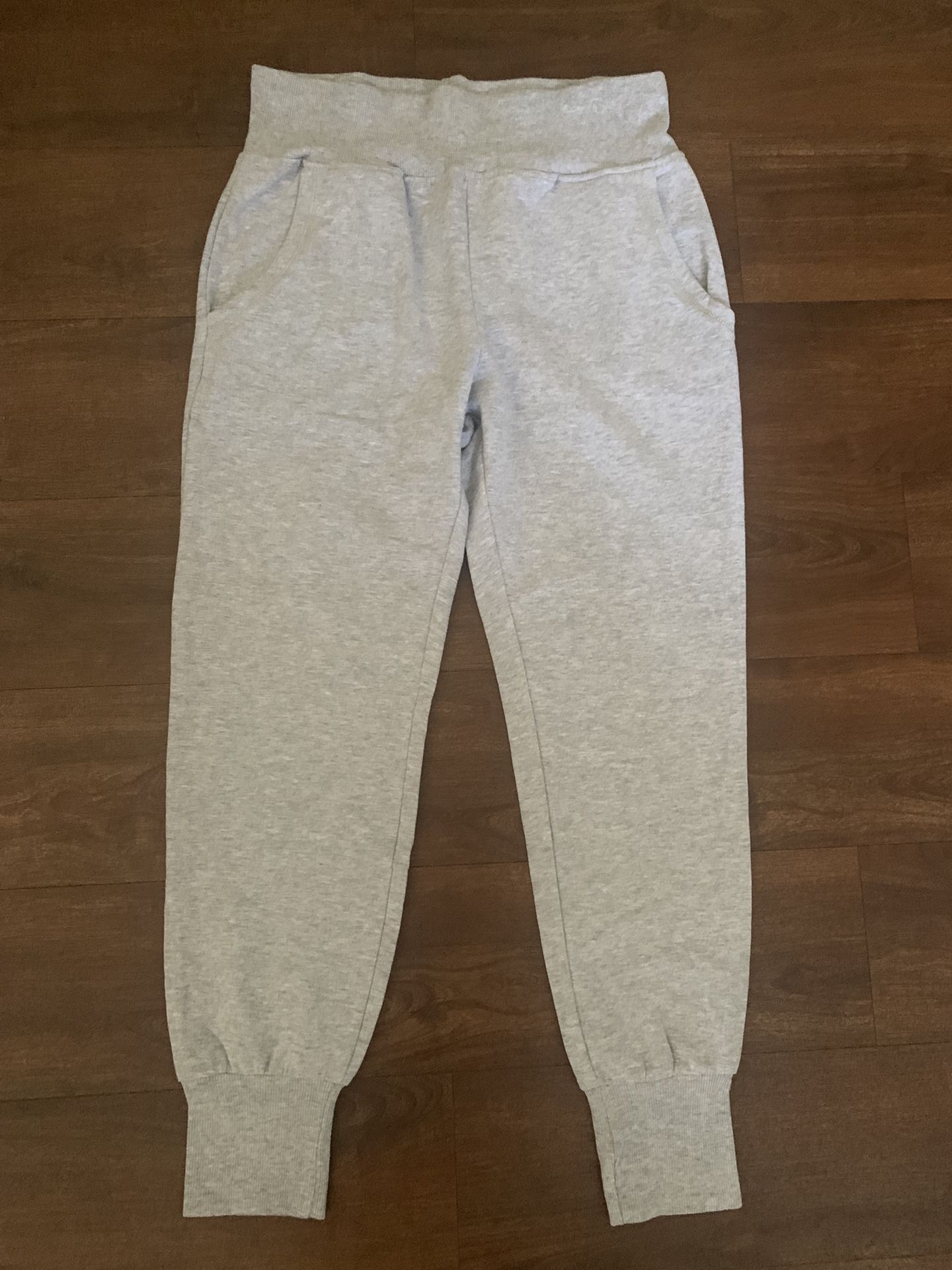 Ambiance Women Light Gray Track Jogger Sweat Pants With Elastic Cuffs Size Medium NWOT