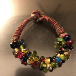 Glass Bead And Rope Bracelet 