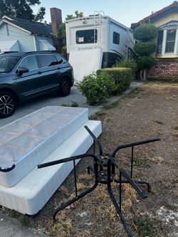 Free clean king mattress and boxsprings and patio table base