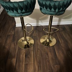 Emerald And Gold Bar Stools