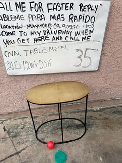 Oval Metal Side Table Gold Top
