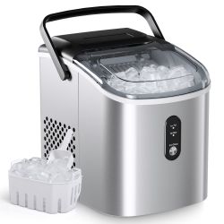 Portable Ice Maker w/ Handle – 9 Cubes in 6 Mins, Self-Cleaning