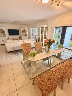 7-Ft Beveled Glass Dining Table + 6 Chairs