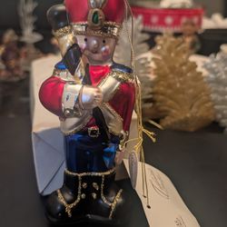 Vintage Beautiful hand blown 7” Nutcracker Christmas Ornament