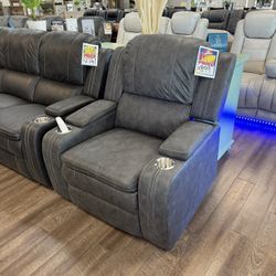 Grey Lift/Reclining Chair w/ Cup Holders