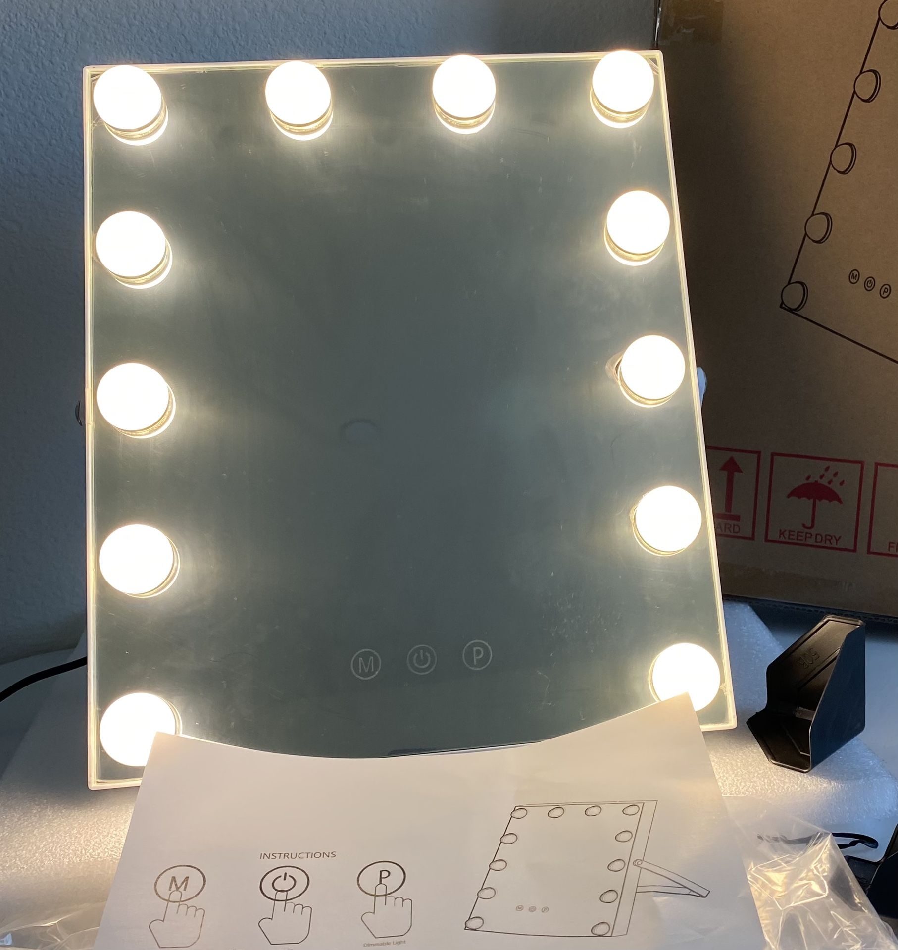 9.5 "x 11.5" Vanity Mirror with Lights, Hollywood Lighted Makeup Mirror with 3 Color