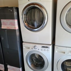 LG Front Load Washer And Stackable Gas Dryer Set 